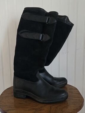 Ariat Black Equestrian Leather & Suede Knee-High Buckle Riding Boots
